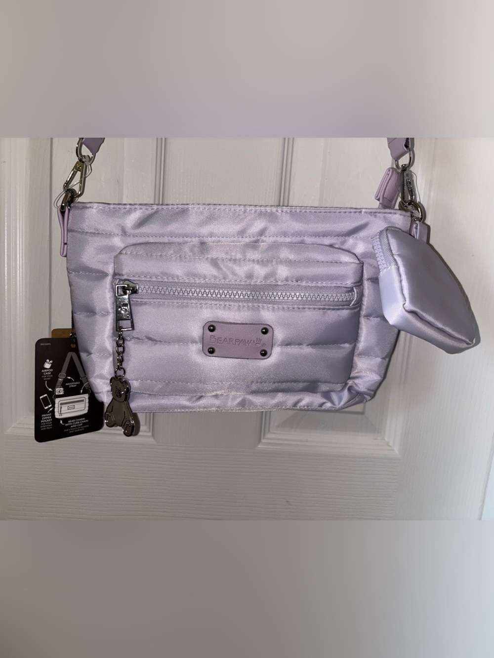 Lilac Purple Quilted Crossbody Bag - Picture 2 of 4